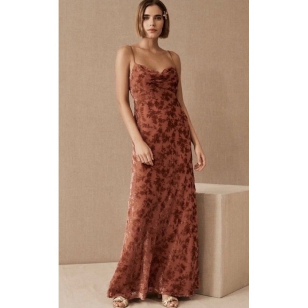 Jenny Yoo Rory Velvet Burnout Dress English Rose BHLDN Anthropologie 12